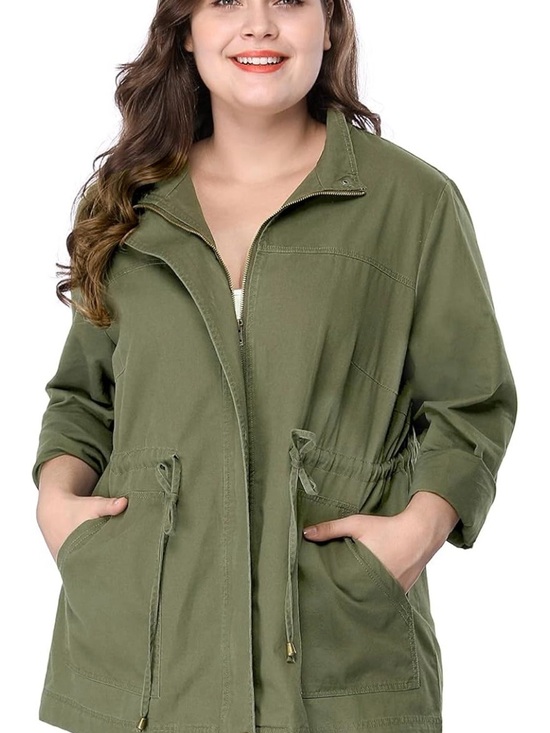 Agnes Orinda Jackets & Blazers - Agnes Orinda Women's Plus Size Olive Green Anorak Jacket. Size XXL